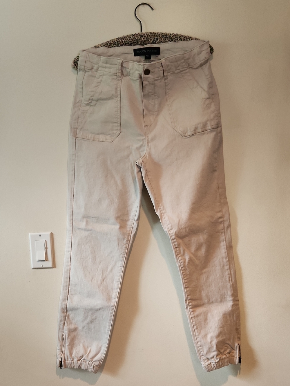 Boston Proper Light Beige Utility Pants with Front Seam